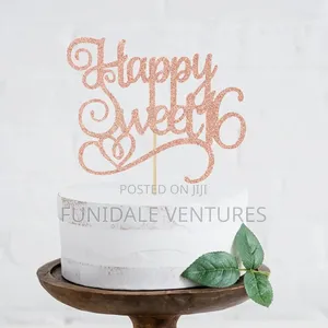 Rose Gold Happy Sweet 16 Cake Topper