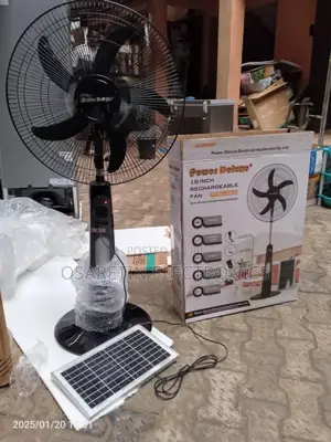 Power Deluxe Rechargeable Fan With Solar Panel