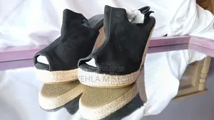 Suede Peep Toe Wedge High Sandals - 36