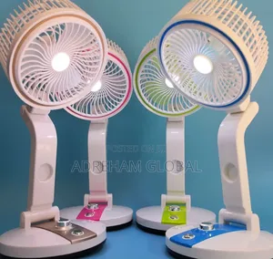 L-R Foldable Rechargeable Table Fan With LED Light
