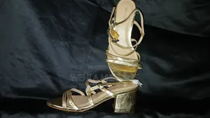 Anne Field Cross Strapped Block Heeled Sandals - Gold