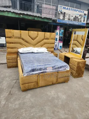 Upholstery 4.5by6 Bed With Side Drawers and Vanity Table