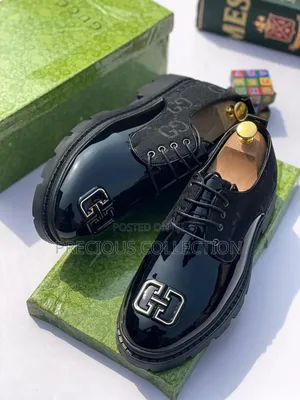 Men's Gucci Fabric/Glossy Leather Lace Up Shoe