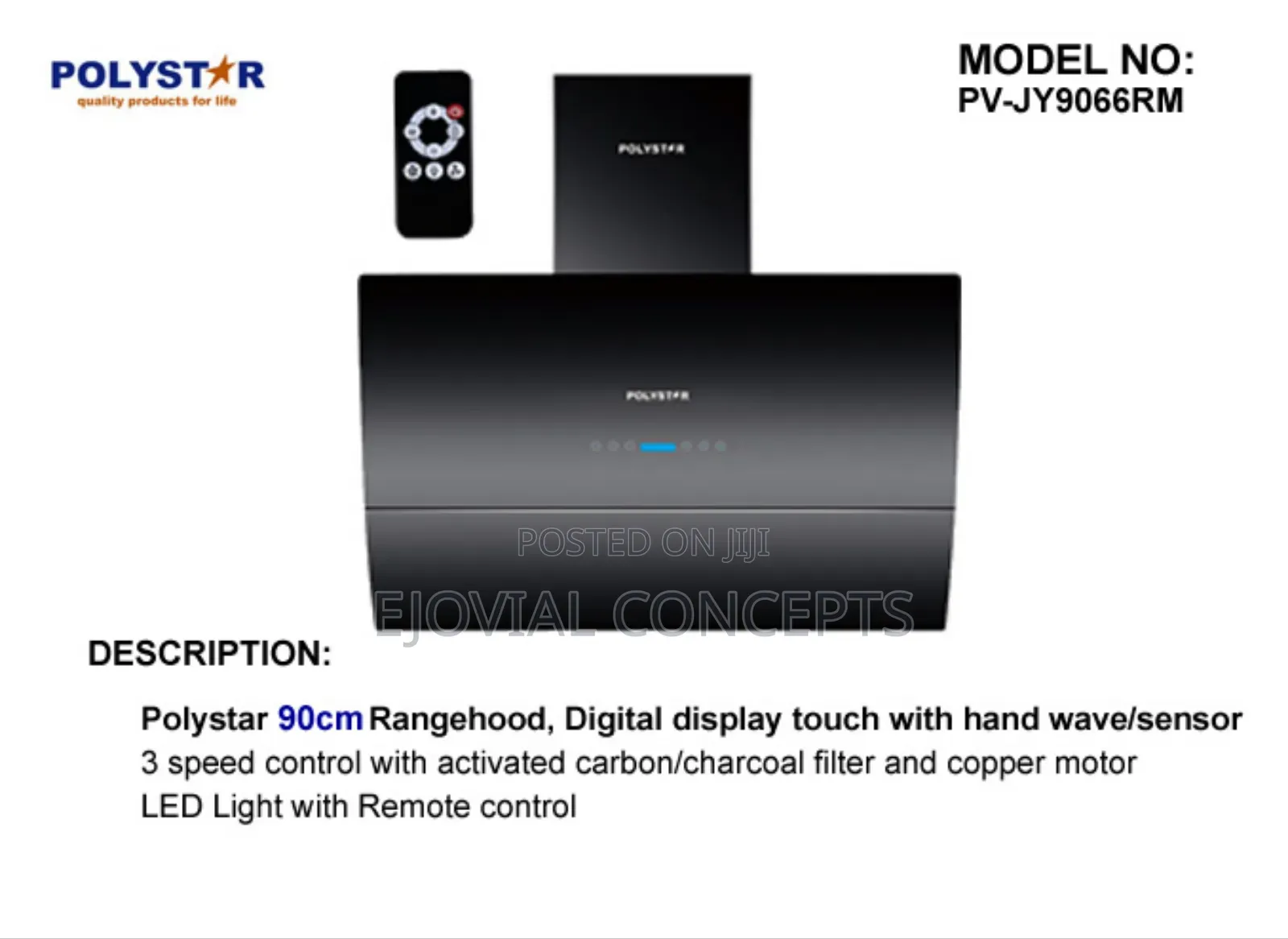 Polystar 90cm Digital Range Hood