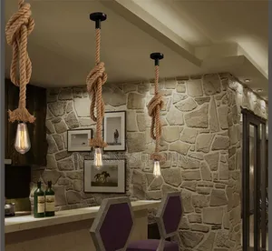Vintage Rotor Hemp Rope Lamp Bases Home Chandelier