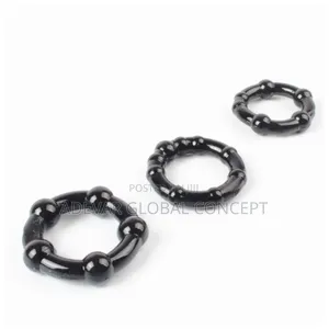 Secret Black 3pcs Beaded Penis Rings Sex Toys for Men