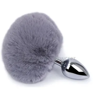 Silver Metal Fur Ball Anal Stuffed Butt Plug Women Sex Toy