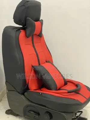 Black Red Leather Seat Cover With Pillow