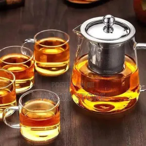 Borosilicate Glass Tea Set Jug With 4 Cups