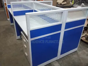 Workstation By 4 Partition With Glass And Mobile Drawer