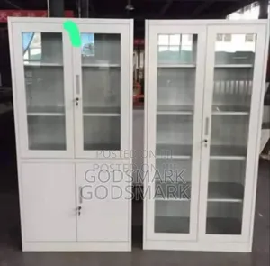 Office Metal Bookshelf With Open Doors.