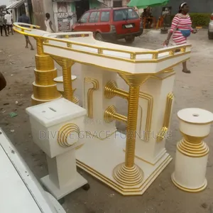 Full Complete Set Church Pulpit With Offering Vase