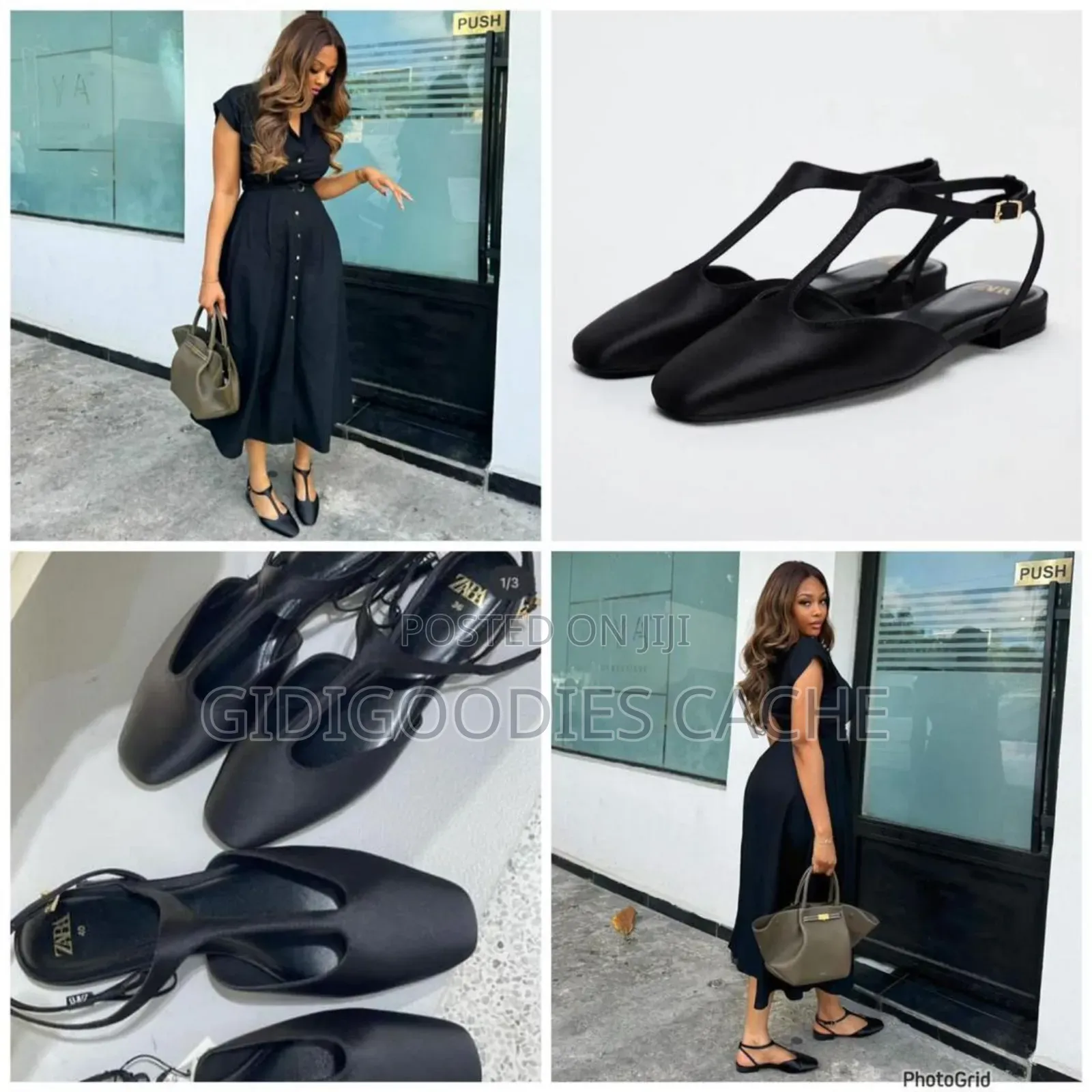Zara Flat Sandals Gold/Black