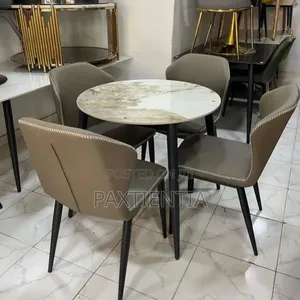 Marble Dining Table With Four Leather Chairs
