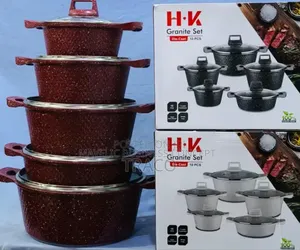 H.K Granite 4 Pots and 1 Frying Pan With Detachable Handle