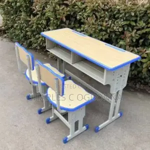 Student Adjustable Double Desk And Chair