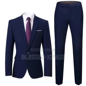 2 Piece Plain Navy Blue Suit