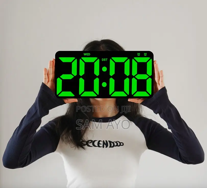 Digital Wall Clock(2804) With Remote Control - Green.