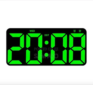 Digital Wall Clock(2804) With Remote Control - Green.