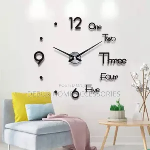 Black 120cm Diy 3d Wall-Clock