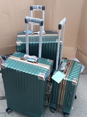 Green Aluminium Set of 3 Green Travelling Luggage Boxes