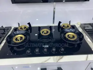 Black and Gold 5burner Flip Up Gas Hob