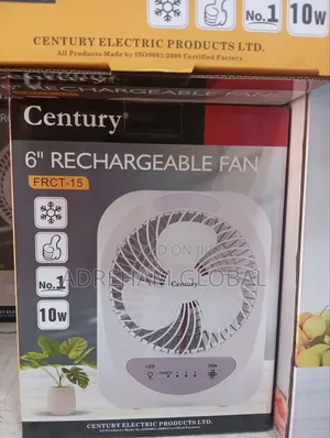 6" Century Rechargeable Fan With Led Light 10w