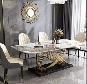 Complete Set of Dining Table by Six Marble Top
