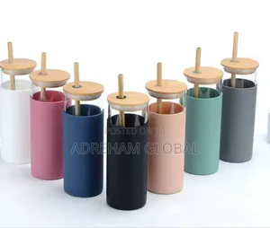 High Aesthetic Value 500ml Glass Cup With Straw With Lid