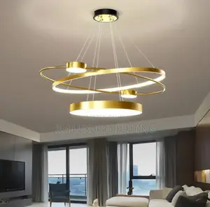 New Modern Gold Ring Chandelier + Semi Flush