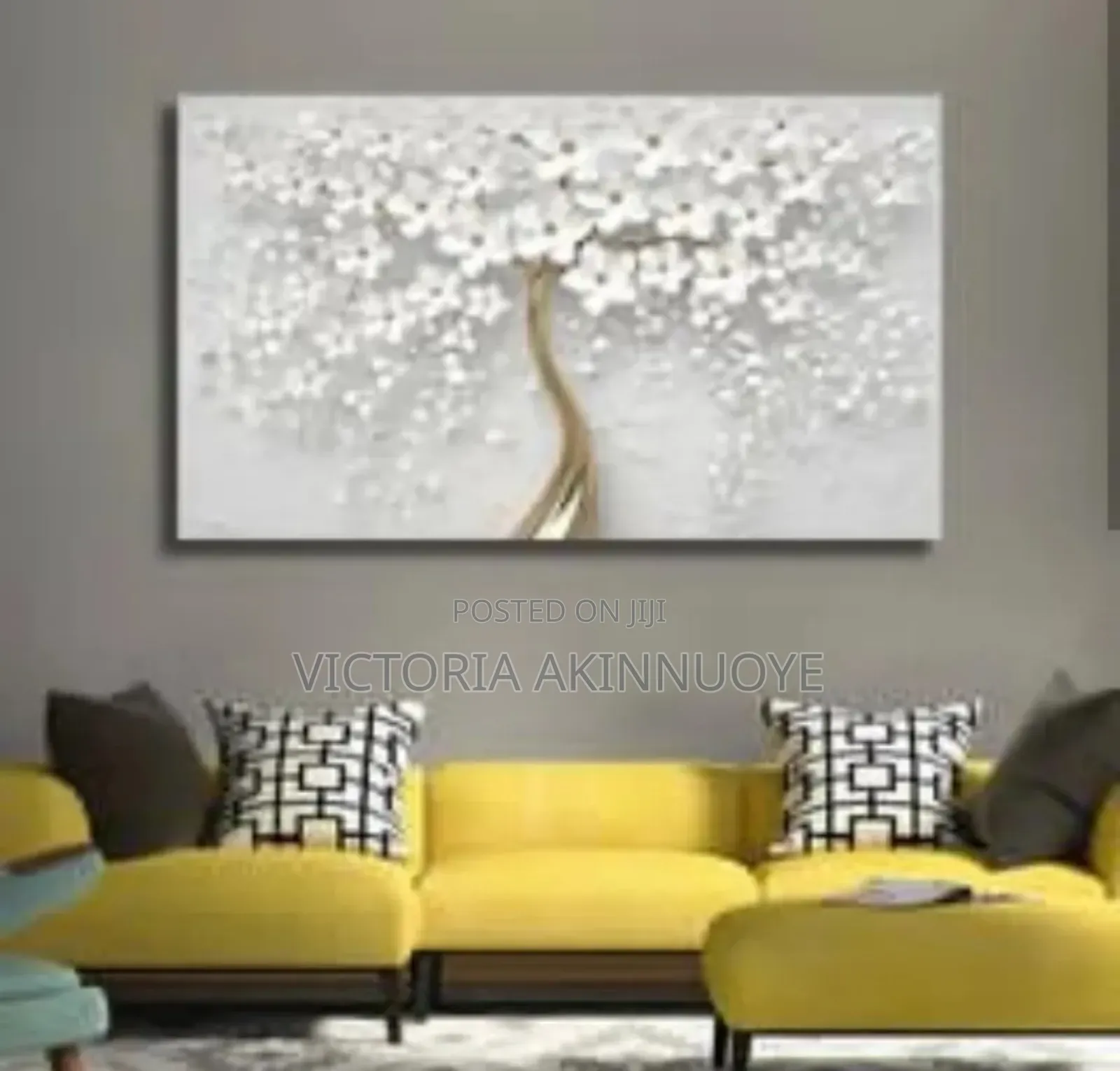 Tree Design White Decorative Canvas Wall Frame