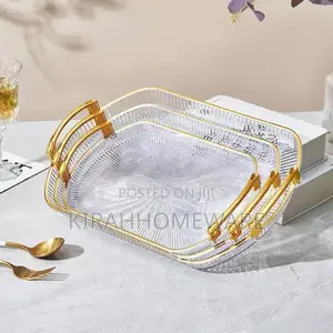 Luxury Gold Rim Transparent Tray