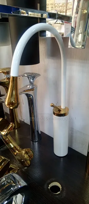 White and Gold Basin Mixer
