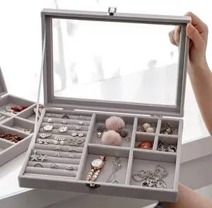 Jewelry Storage Box With Transparent Flip Cover.