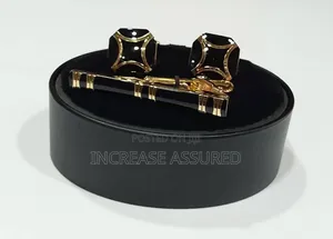 Luxury Cufflinks With Tie Clip in a Leather Box