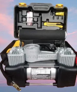 Dual Cylinder Air Compressor Tyre Inflator Pump With Repair