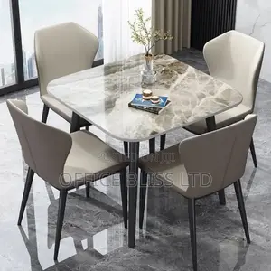New Modern Square MARBLE Dinning With 4 Chairs