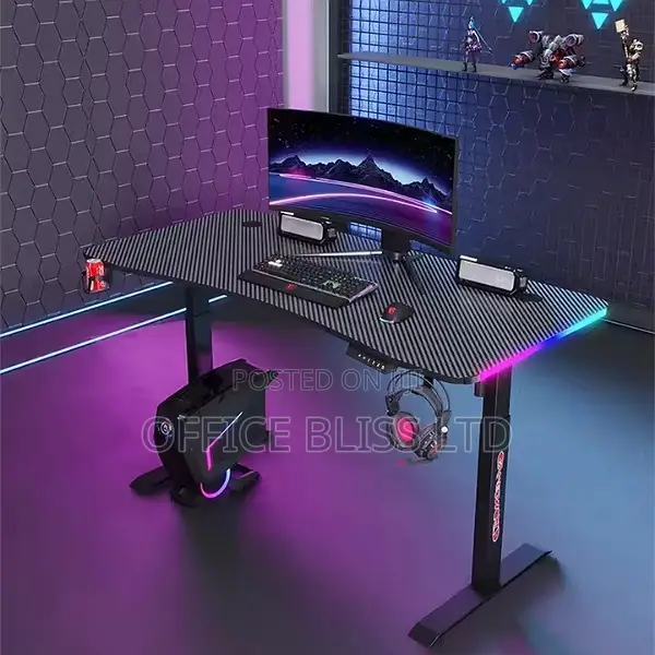 SIT TO STAND Adjustable Table With RGB Side Effect