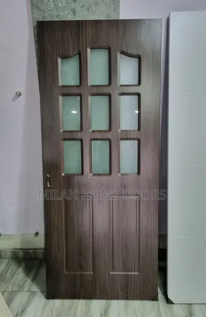 3ft Walnut Turkey 9 Panel Glass Wooden Door