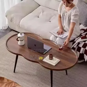 Irregular Coffee Table, With Heightening Edges 4 Metal Legs