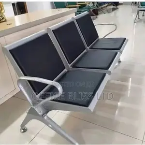 3 Seater Waiting Leather Top Chair(Black)