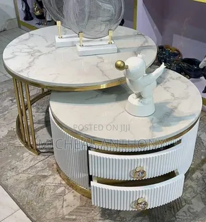 One Plus One Center Table With Drawers Marble Top