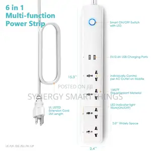 Tuya Universal Power Strip Usb Outlet Extension Cord Adapter