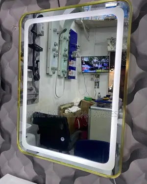 Gold Frame Led Mirror. 
Size : 80cmx60cm