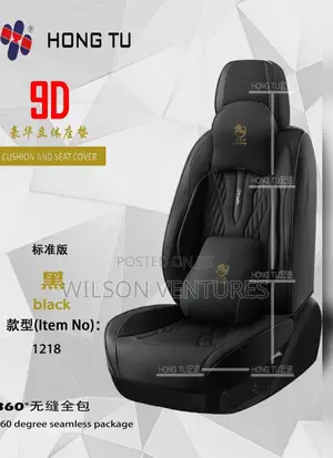 Plain Black 5 Seater Leather Car Seat Cover Horse