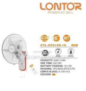 Lontor Rechargeable Wall Fan