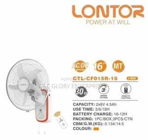 Lontor Rechargeable Wall Fan
