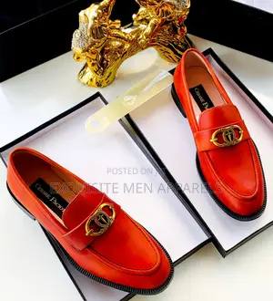 Italian Cesare Paciotti Orange Red Luxury Loafers Men’S Shoe