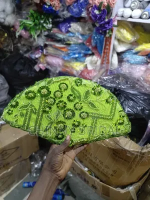 Lemon Colour Lace Hand Fan