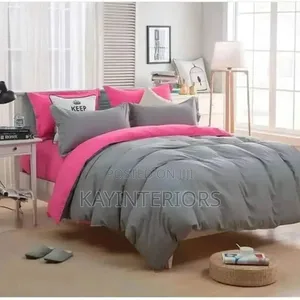 Pink and Gray Plain Duvet Sets